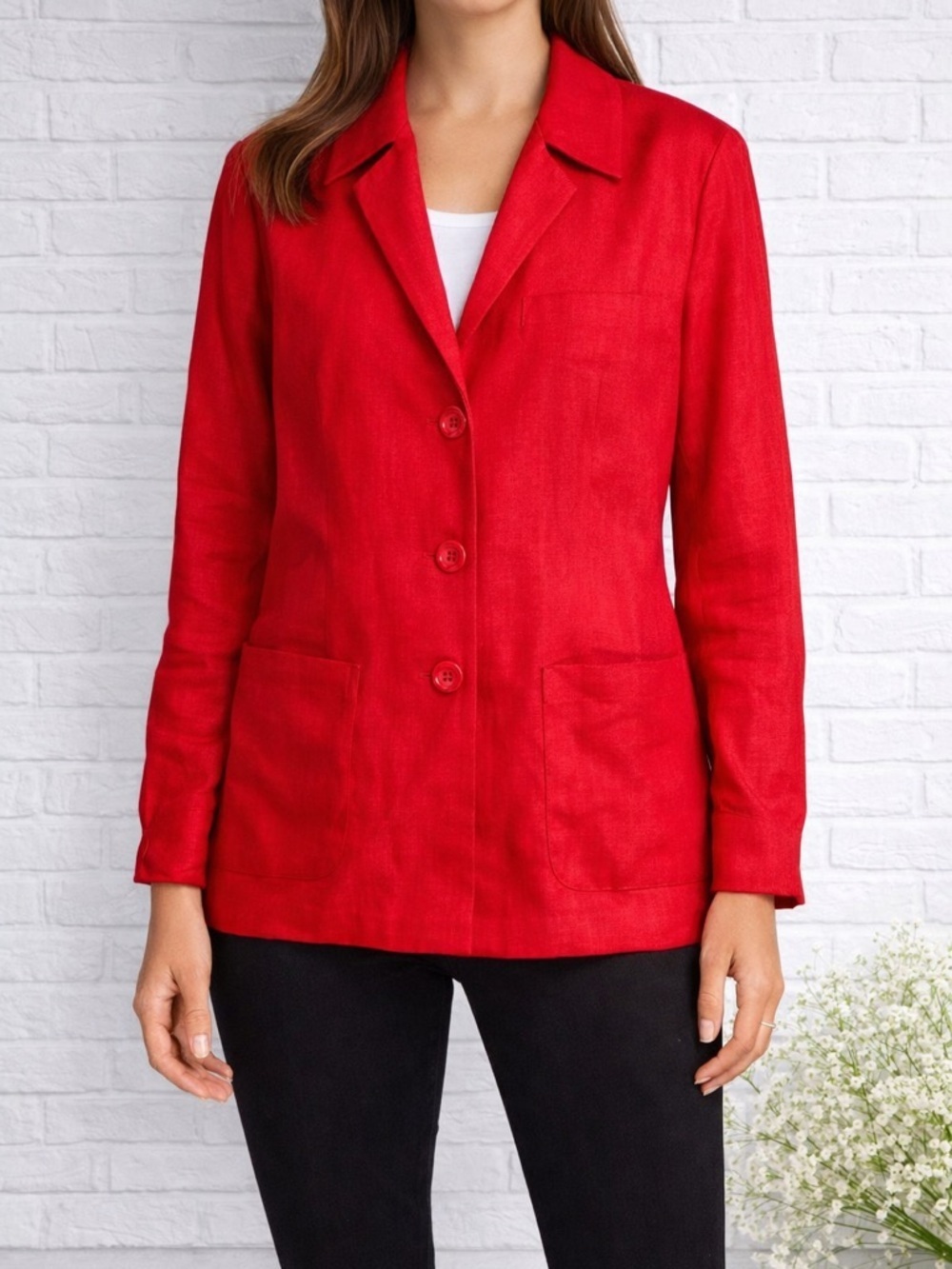 Lafayette 148 Linen Three Pocket Blazer Size 4
